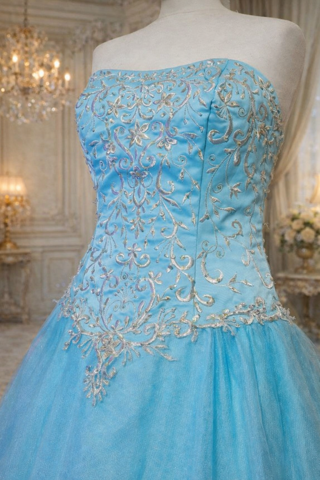 Sousourada puffy princess embellished prom dress small