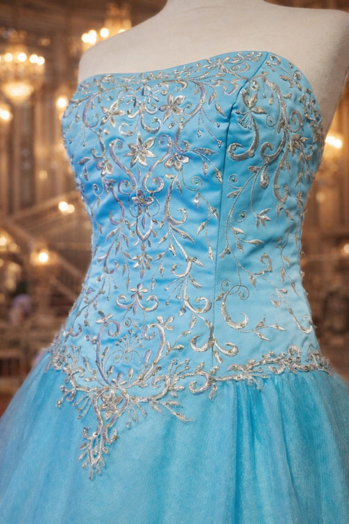 Sousourada puffy princess embellished prom dress small