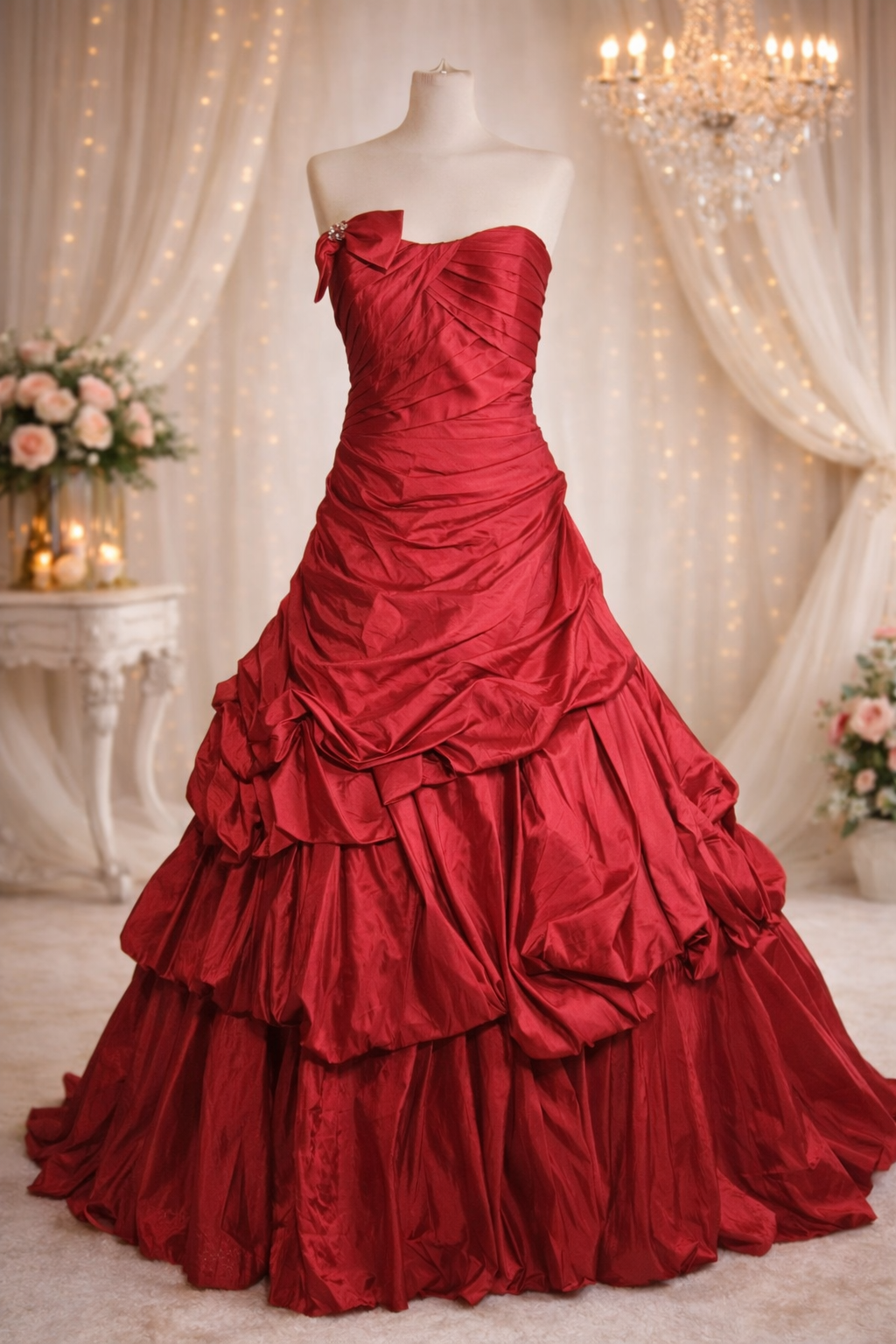 Alyce Designs red ruched puffy princess prom dress size 16