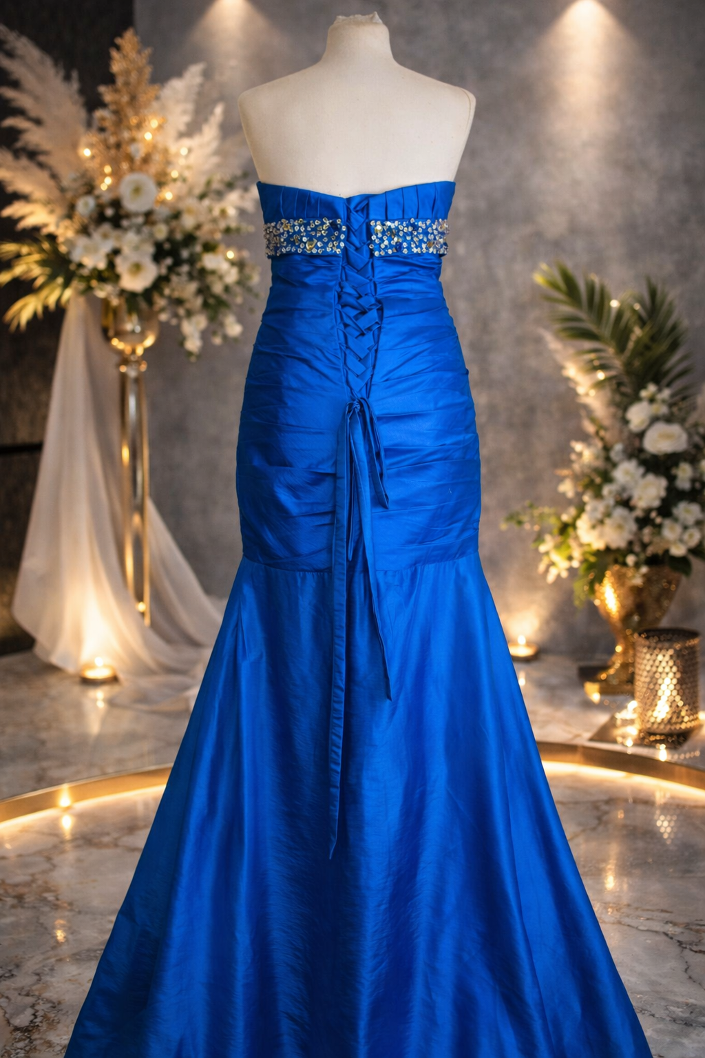 Grace Karin blue strapless ruched prom occassion dress size 8