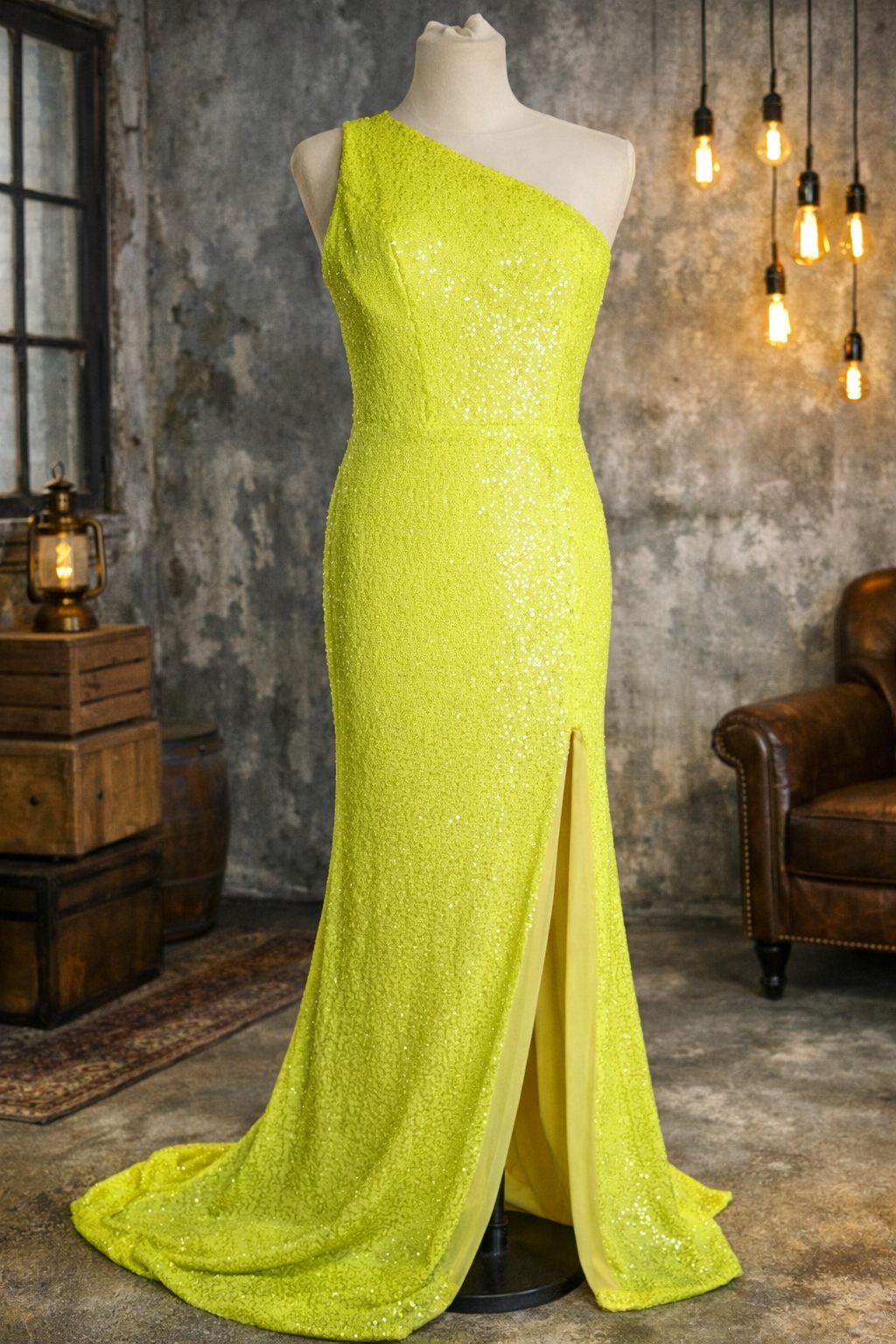Portia & Scarlett Hot Yellow full sequin embellished evening occassion dress size 6 rrp £400