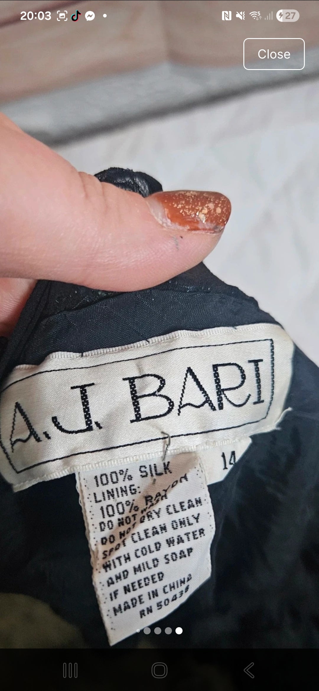 A.J Barri rare vintage 80s black embellished 100% silk evening occasion dress size 14