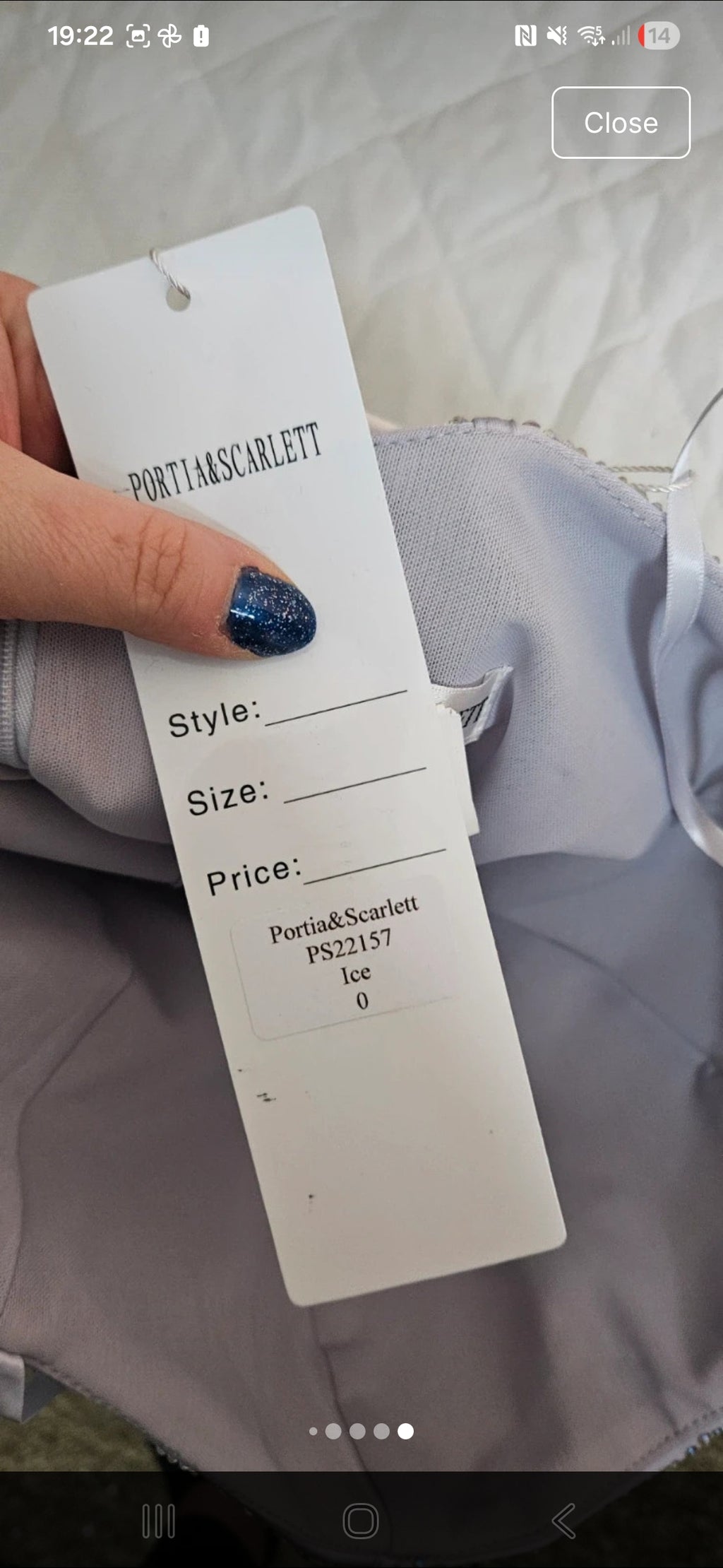 Portia & Scarlett ice lilac satin embellished occassion dress size 4 rrp £400