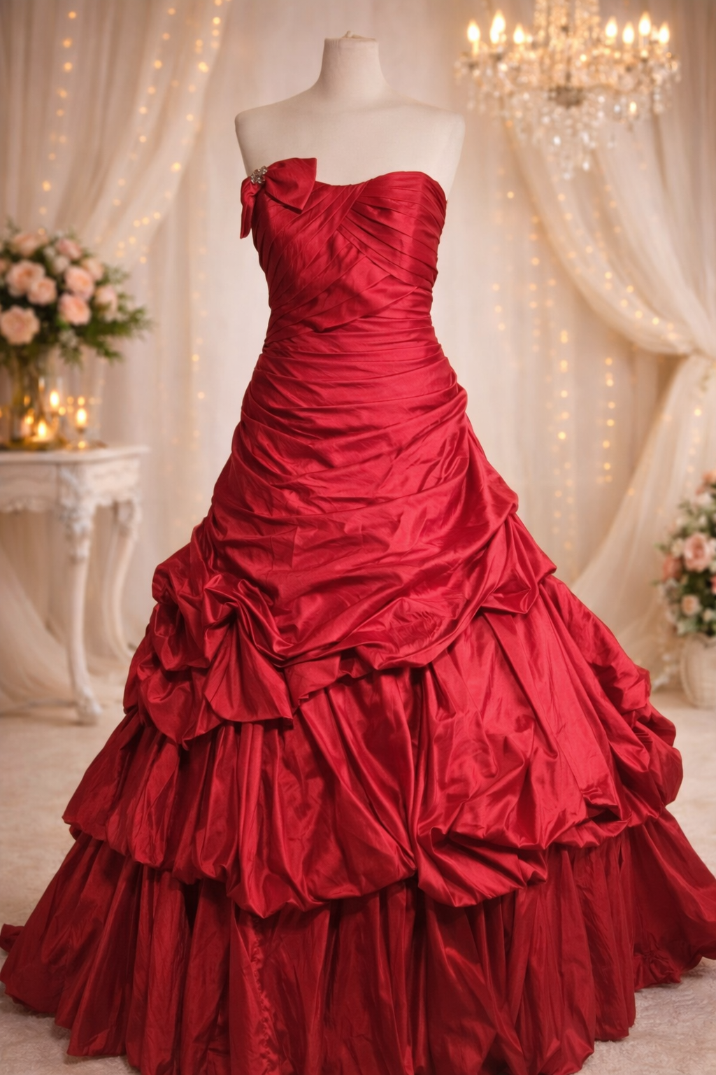 Alyce Designs red ruched puffy princess prom dress size 16