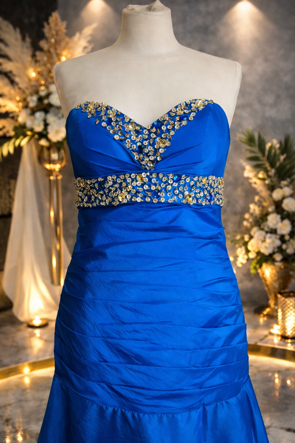 Grace Karin blue strapless ruched prom occassion dress size 8