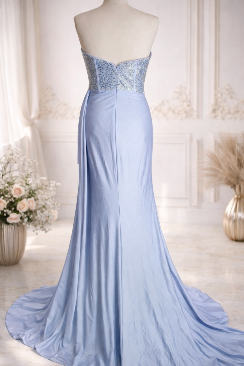 Portia & Scarlett ice lilac satin embellished occassion dress size 4 rrp £400