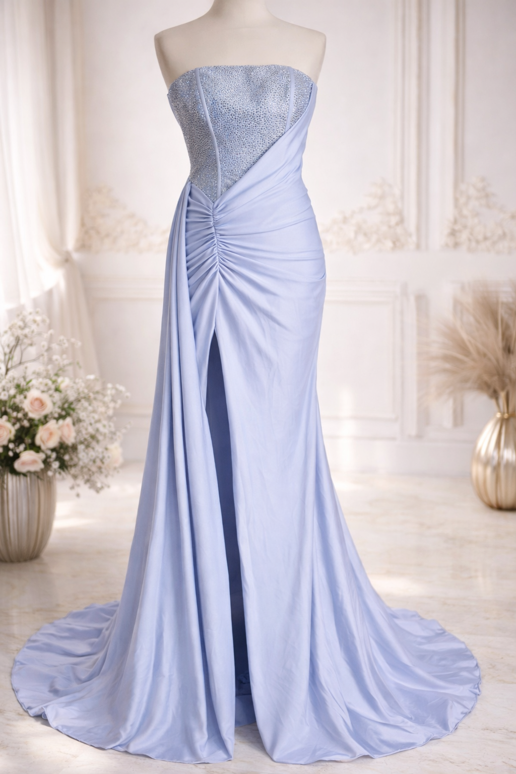Portia & Scarlett ice lilac satin embellished occassion dress size 4 rrp £400