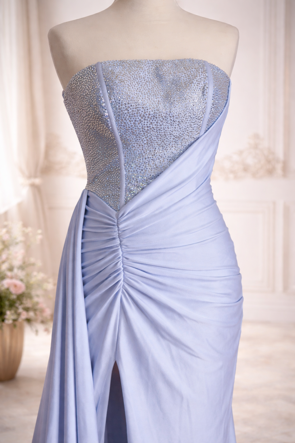 Portia & Scarlett ice lilac satin embellished occassion dress size 4 rrp £400