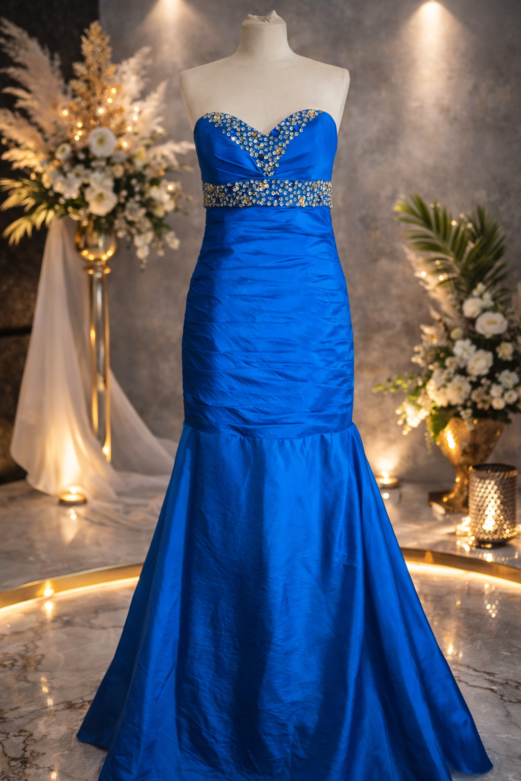 Grace Karin blue strapless ruched prom occassion dress size 8