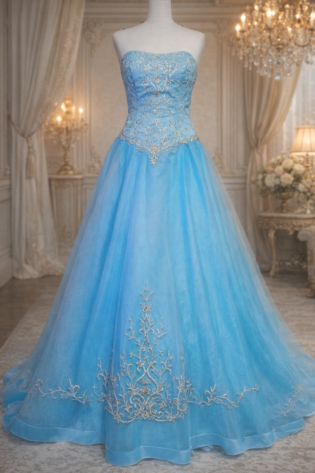 Sousourada puffy princess embellished prom dress small