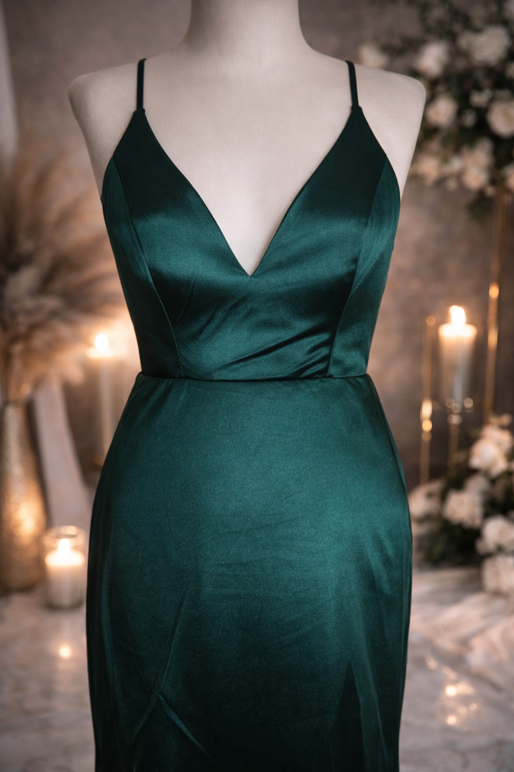 Portia & Scarlett emerald green satin occasion dress with train size 10 rrp £350